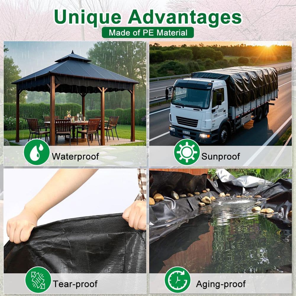 15 x 20ft Black PE Pond Liner for Water Features