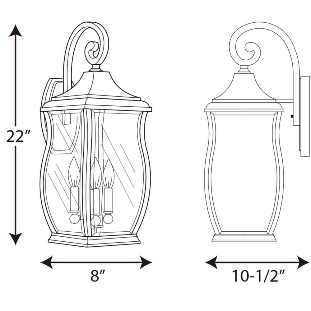 Elegant Township 3-Light Cylinder Outdoor Wall Lantern in Oil Rubbed Bronze