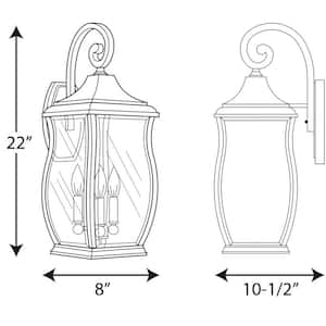 Township Collection 3-Light Oil Rubbed Bronze Clear Beveled Glass New Traditional Outdoor Large Wall Lantern Light