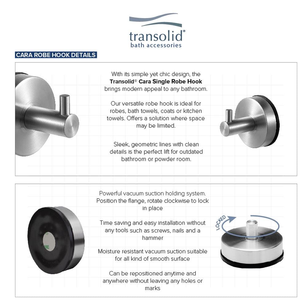 Brushed Stainless Steel Single Robe Hook with Vacuum Suction