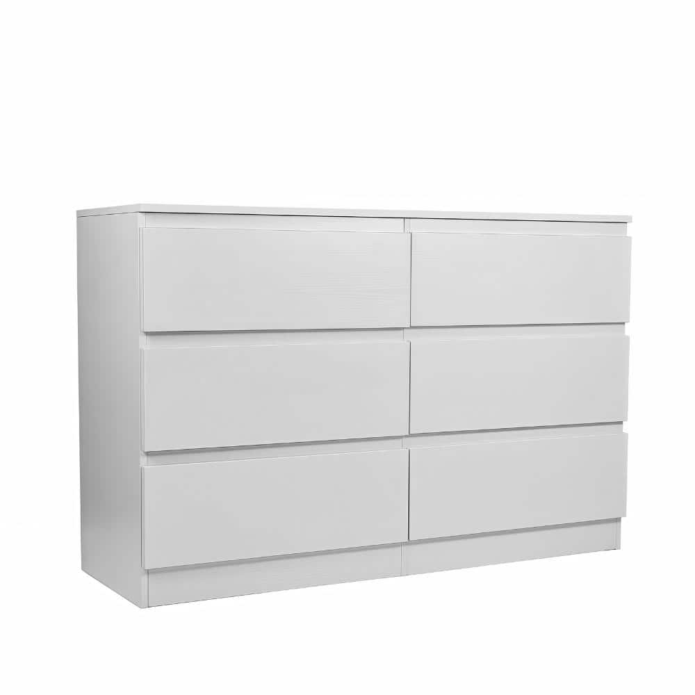 White 6 drawer 47.2 in. Wide Chest of Drawers with Spacious Countertop and Concealed Handles price history on PriceWatchPro
