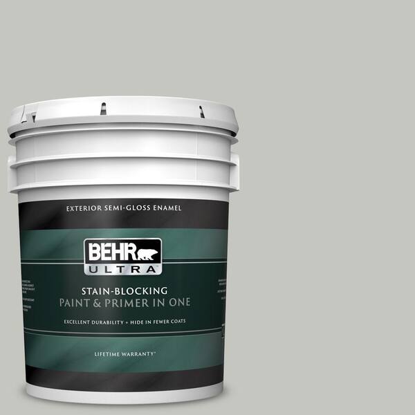 BEHR ULTRA 5 gal. #UL260-16 Silver Sateen Semi-Gloss Enamel Exterior Paint and Primer in One