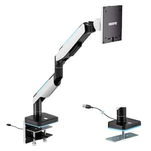 Heavy-Duty Gas Spring Single Monitor Arm Desk Mount with RGB Lights 27 in. to 35 in. 44 lbs. Wide Curved Screen