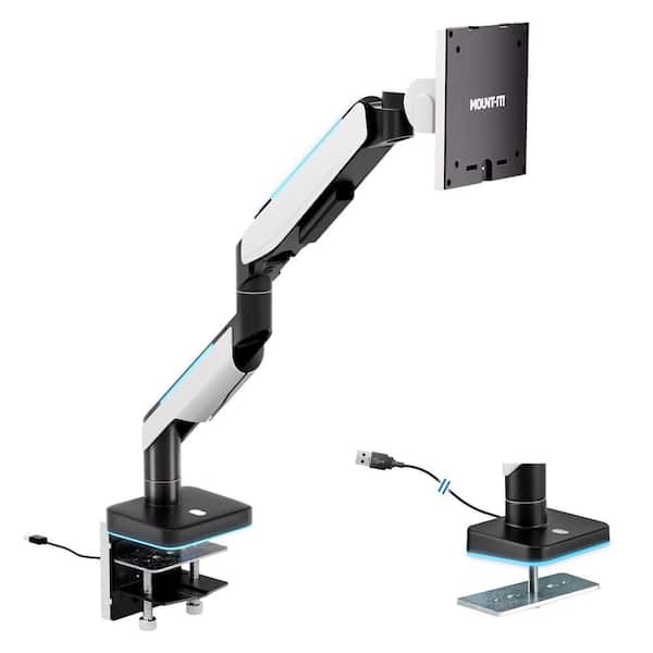 Heavy-Duty Gas Spring Single Monitor Arm Desk Mount with RGB Lights 27 in. to 35 in. 44 lbs. Wide Curved Screen