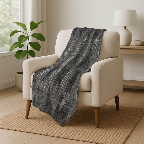 Premium Machine Washable ASB893 Charcoal 50 in. x 70 in. Sherpa Throw Blanket