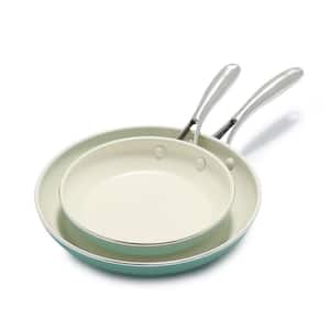 Artisan 2-Piece Healthy Ceramic Nonstick 8 in. and 10 in. Frying Pan Skillet Set in Turquoise
