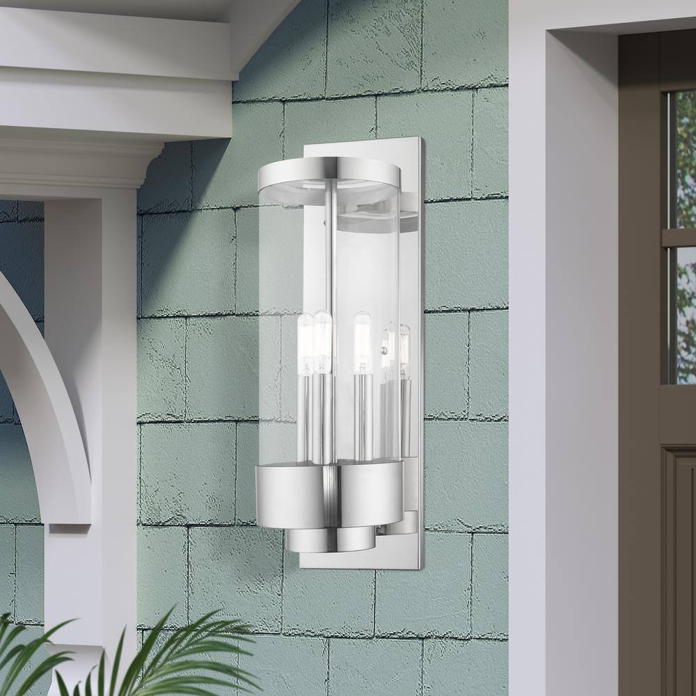 Polished Chrome 3-Light Lantern Sconce with Clear Glass