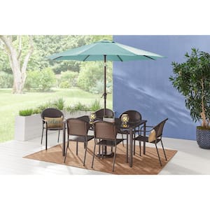 60 in. x 38 in. Mix and Match Rectangular Steel Outdoor Patio Dining Table with Smoke Glass Top