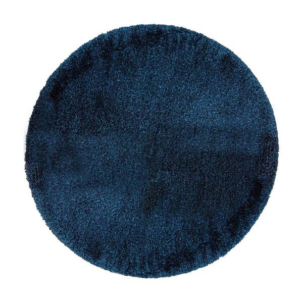 Gertmenian Ultimate Dark Blue 8 ft. Round Solid Shag Indoor Area Rug