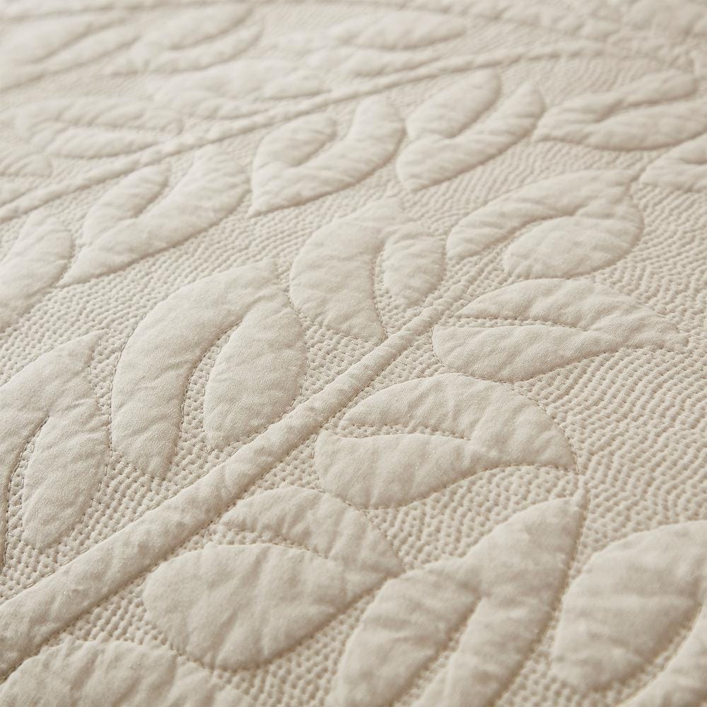 Khaki Beige Twin Cotton Reversible Quilt Set