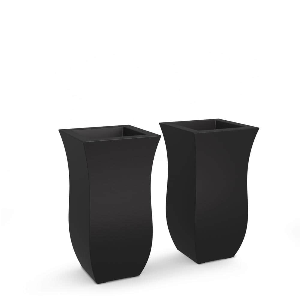Valencia Black Tall Polyethylene Outdoor Planter Set