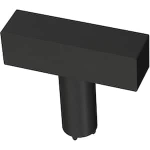Simple Square Bar 1-1/4 in. (32 mm) Matte Black Cabinet Knob (10-Pack)