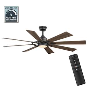 Makenna 60 in. White Color Changing Integrated Outdoor LED Matte Black Ceiling Fan with Light Kit, DC Motor and Remote