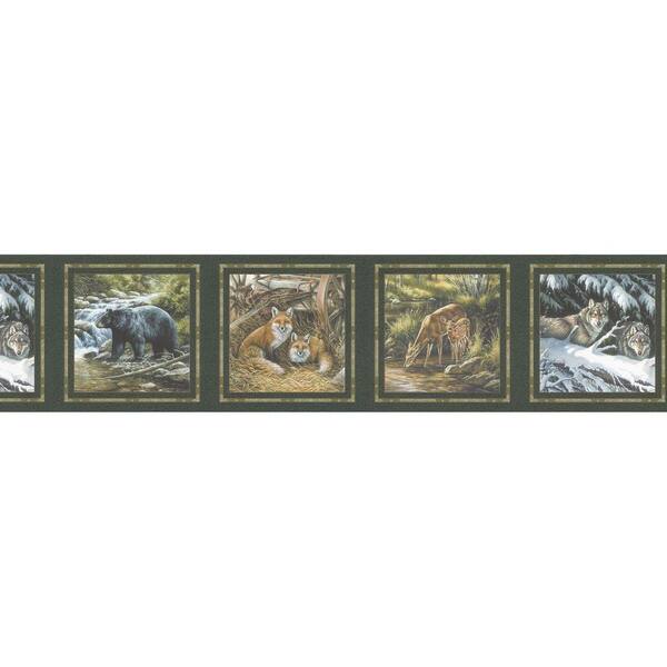 Brewster Northwoods Lodge Animal Scene Wallpaper Border