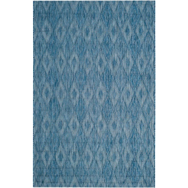 SAFAVIEH Courtyard Navy 4 ft. x 6 ft. Solid Indoor/Outdoor Patio  Area Rug