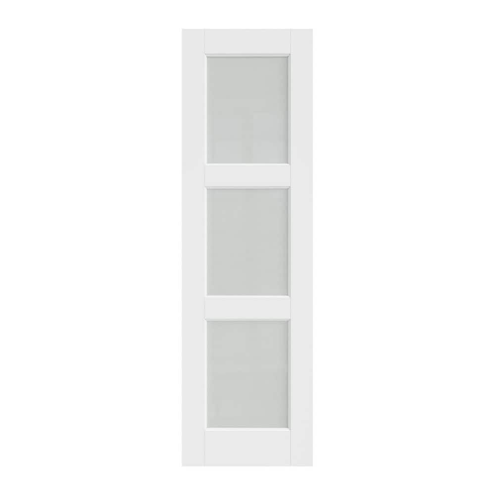 18 in. x 80 in. Single 3-Lite Frosted Glass Solid Core White Primed MDF Multi-usage Interior Door Slab without Hardware price history on PriceWatchPro