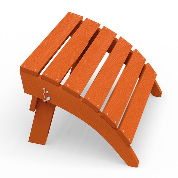 JEAREY HDPE Folding Plastic Outdoor Ottoman for Adirondack in Orange