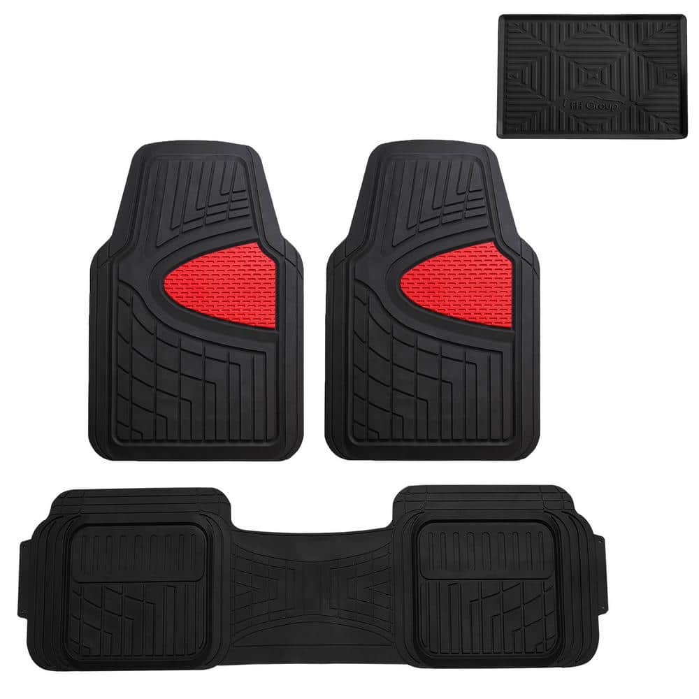 FH Group Red Trimmable Liners Heavy Duty Tall Channel Floor Mats