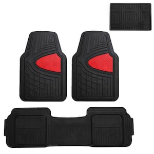 Red Trimmable Liners Heavy Duty Tall Channel Floor Mats - Universal Fit for Cars, SUVs, Vans and Trucks - Full Set
