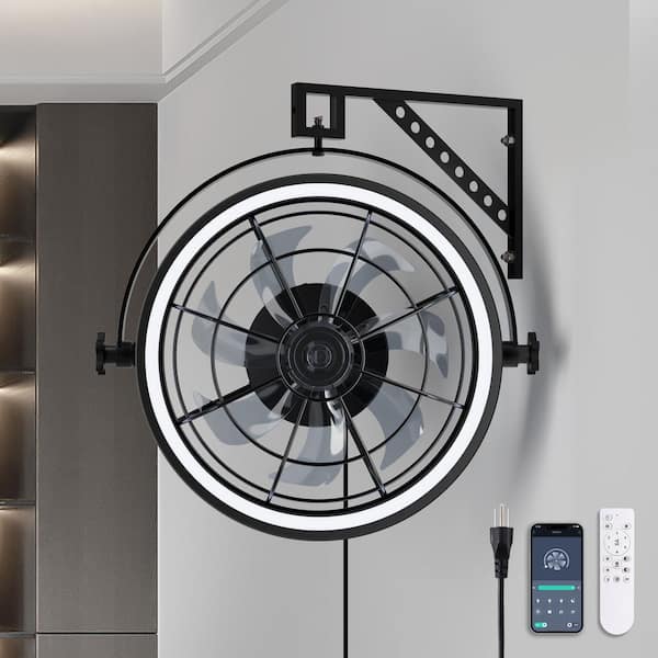 ANTOINE 20 in. Indoor Modern Low Profile Ceiling Fan with Dimmable LED Lighting Small Black Ceiling Fan with Remote