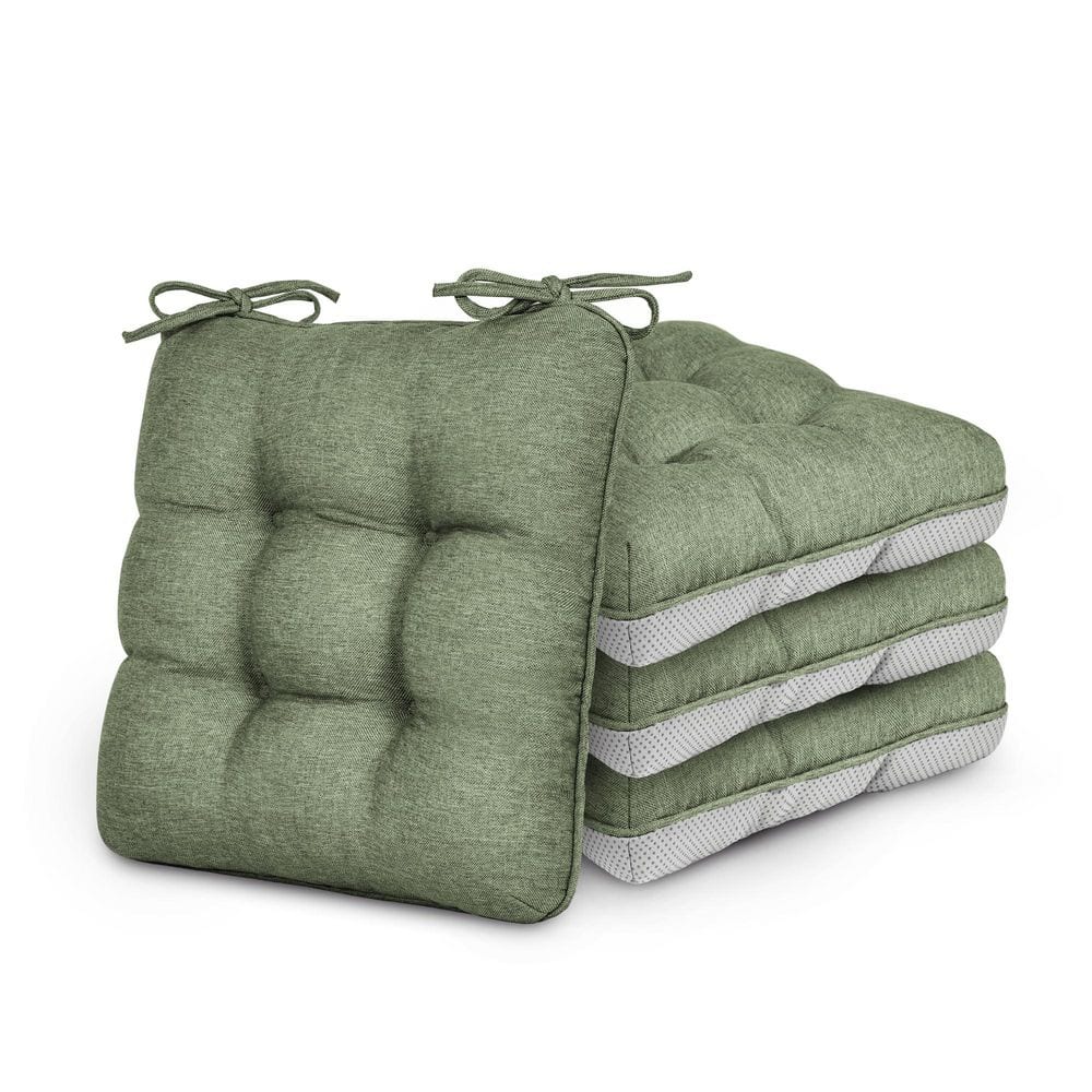 15.5 in. x 15.5 in. x 3.5 in. Green Memory Foam Chair Pad for Kitchen, Dini
