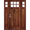 Krosswood Doors 64 in. x 96 in. Craftsman Knotty Alder RC Stained Right-Hand 10-Lite Clear Wood Single Prehung Front Door/Sidelites PHED.KA.550.30.80.134.RH.DSL.RC