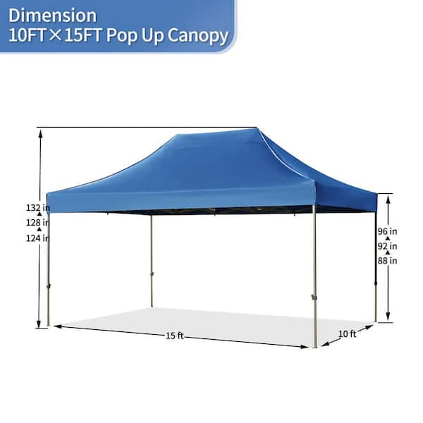 Lycvki 10 ft. x 15 ft. Blue Pop Up Canopy Tent for Weddings