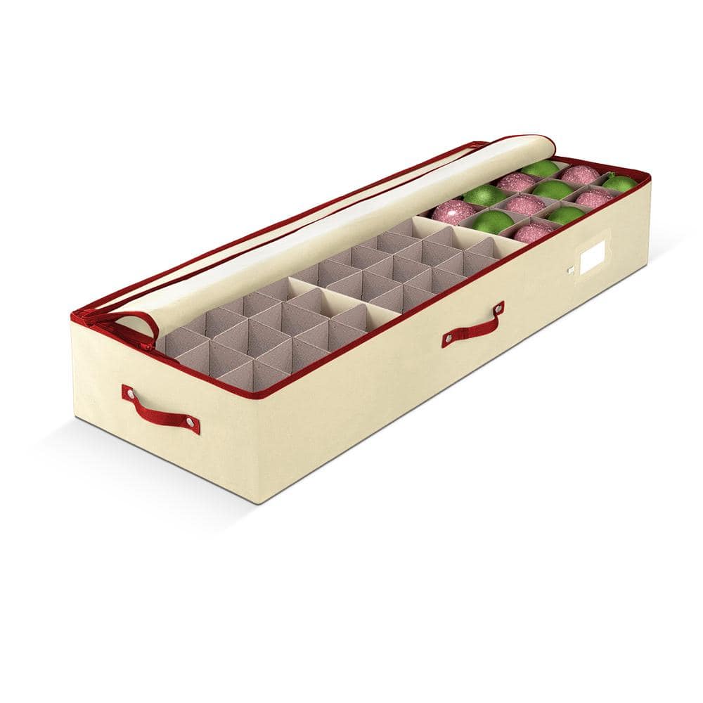 OSTO 40 in. OffWhite/Ivory NonWoven Fabric Ornament Storage Box 120