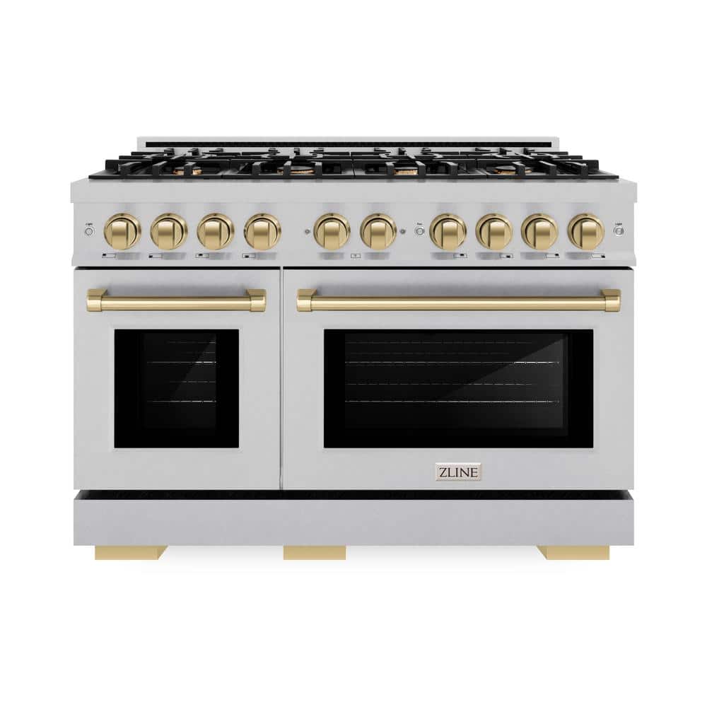 Autograph 48 in. Select Double Oven Dual Fuel Range with 8 Burners in Satin Steel and Champagne Bronze Accents price history on PriceWatchPro