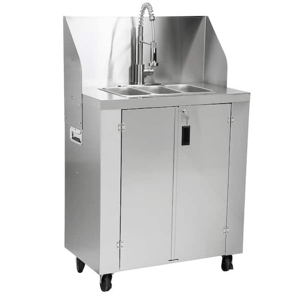 Triple-E-Sink 5 Gal. 30 in. D x 33 in. W Freestanding Laundry/Utility Sink in Stainless Steel with Faucet