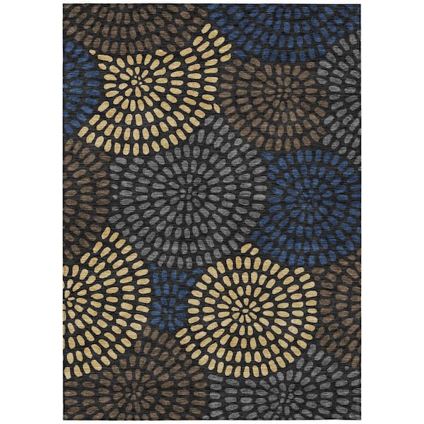 Chantille Machine Washable Indoor/Outdoor Abstract ACN2492 Black 3 ft. x 4 ft. Area Rug