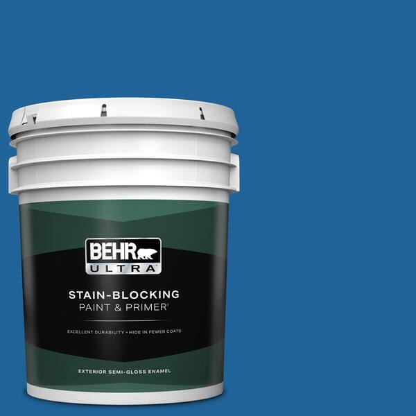 BEHR ULTRA 5 gal. #570B-7 Cobalt Glaze Semi-Gloss Enamel Exterior Paint & Primer