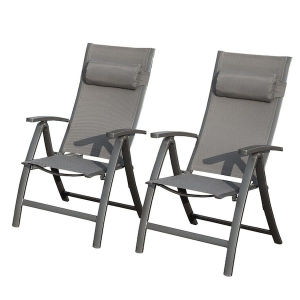 BOPOREA MEGO LLC Set of 2 Patio Folding Chairs-Adjustable Backrest, Breathable Fabric Seat, Compact and Foldable for Camping and Outdoor