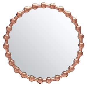 Pallas 25 in. W x 25 in. H Iron Round Modern Brushed Copper Wall Mirror