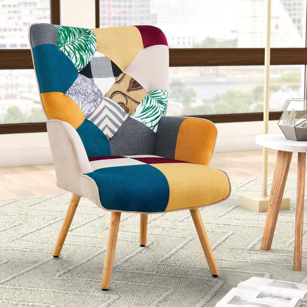 Hochwertiges Colorful Fabric Upholstered Accent Chair Wingback Armchair ...