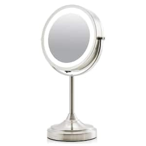 5.3 in. x 12.8 in. Tabletop Makeup Mirror in Nickel Brushed