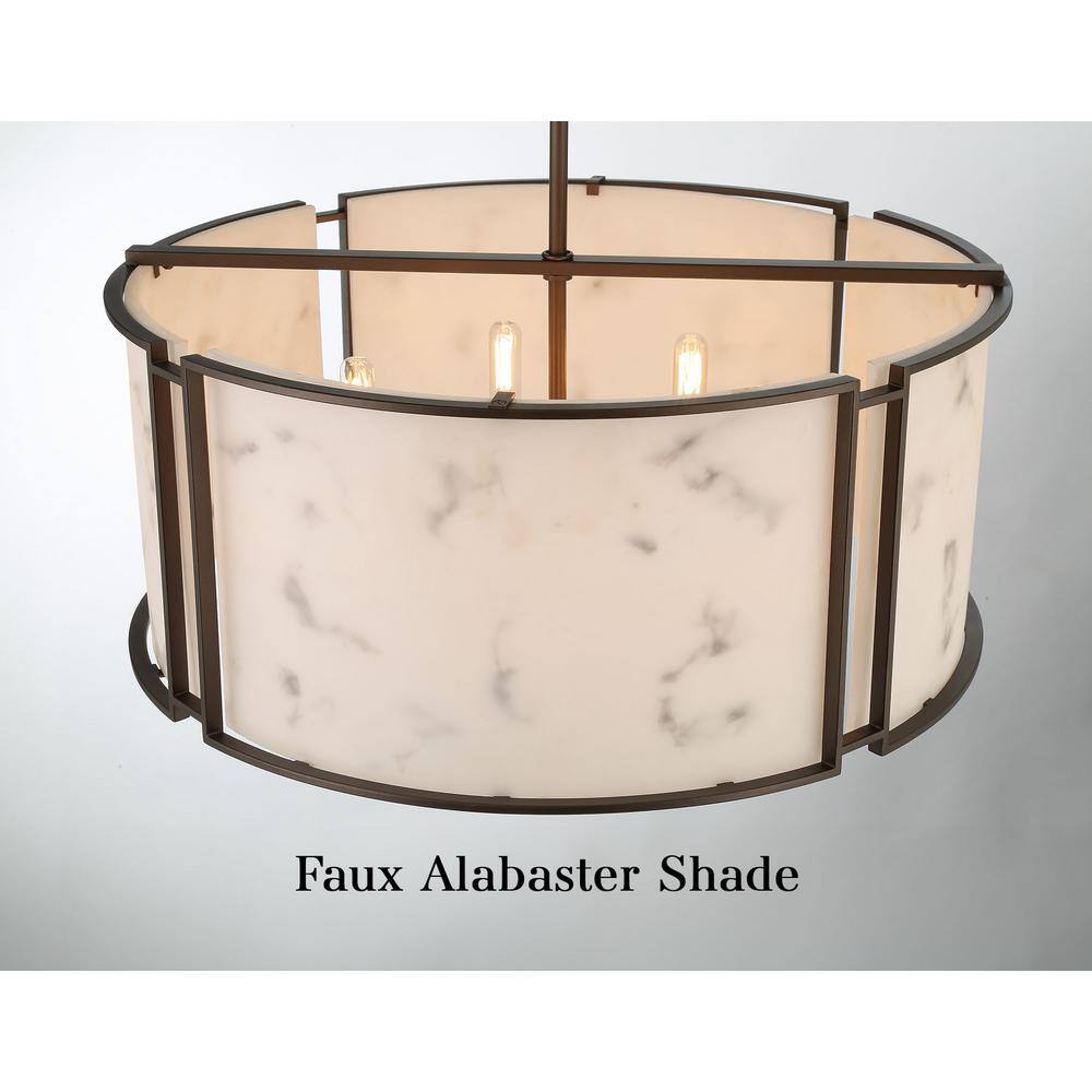 Hellenic Bronze Poly Alabaster 6-Light Indoor/Outdoor Drum Pendant