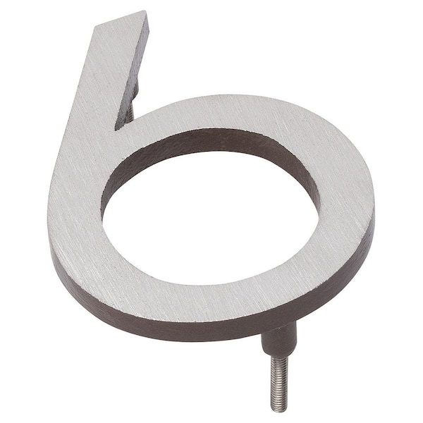 Montague Metal Products 12 in. Satin Nickel/Roman Bronze 2-Tone Aluminum Floating or Flat Modern House Numbers 0-9 - 6