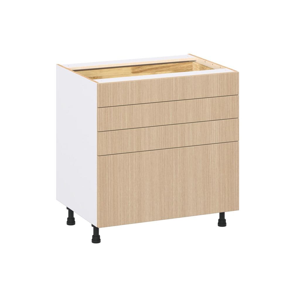 Timberline 33 in. W x 24.5 in. D x 34.5 in. H Assembled Shaker Drawer Base Kitchen Cabinet in Mojavi Oak with 4-Drawers