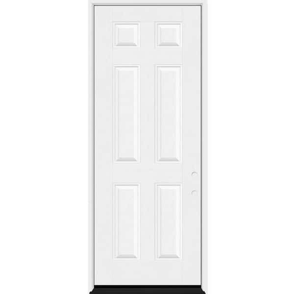 Regency 36 in. x 96 in. 6 Panel LHIS Unfinished White Mahogany Fiberglass Prehung Front Door with 4-9/16 Jamb