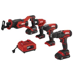 PWR CORE 20V Lith-Ion Cordless Drill Driver/Impact Driver/Recip Sa with Spotlight Combo, Two 2.0Ah Batteries and Charger