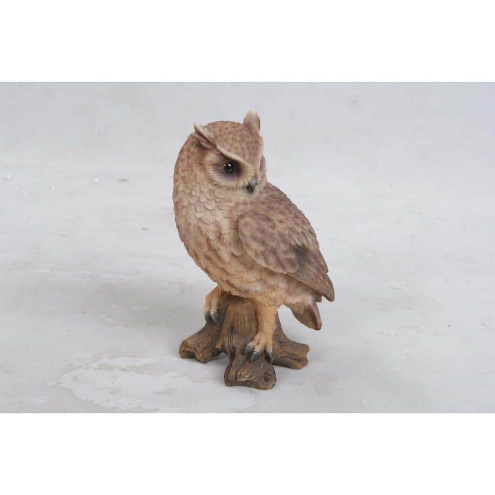 Small Brown Polyresin Screech Owl on Stump Statue