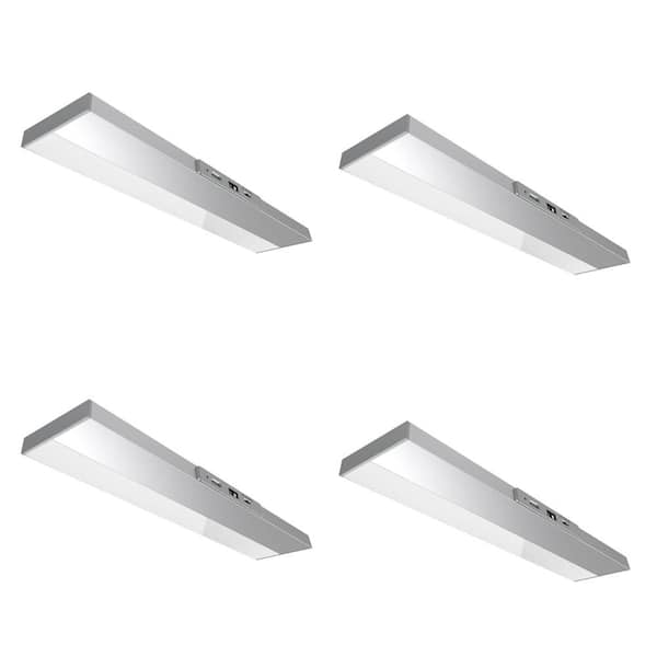 Feit Electric White Cabinet Door Motion Sensor Rechargeable 8 in. Panel LED Light, 3000K Bright White (4-Pack)