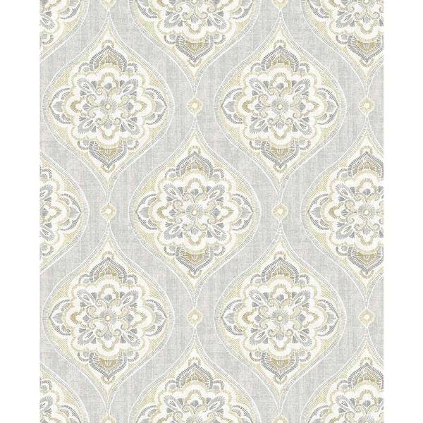 A-Street Prints Adele Light Grey Damask Paper Strippable Wallpaper (Covers 56.4 sq. ft.)