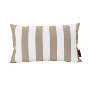 Coronado Brown and White Striped Rectangle Outdoor Throw Pillow