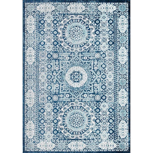 Rugs America Hailey Riviera Azure 2'6"x8' Vintage White Area Rug