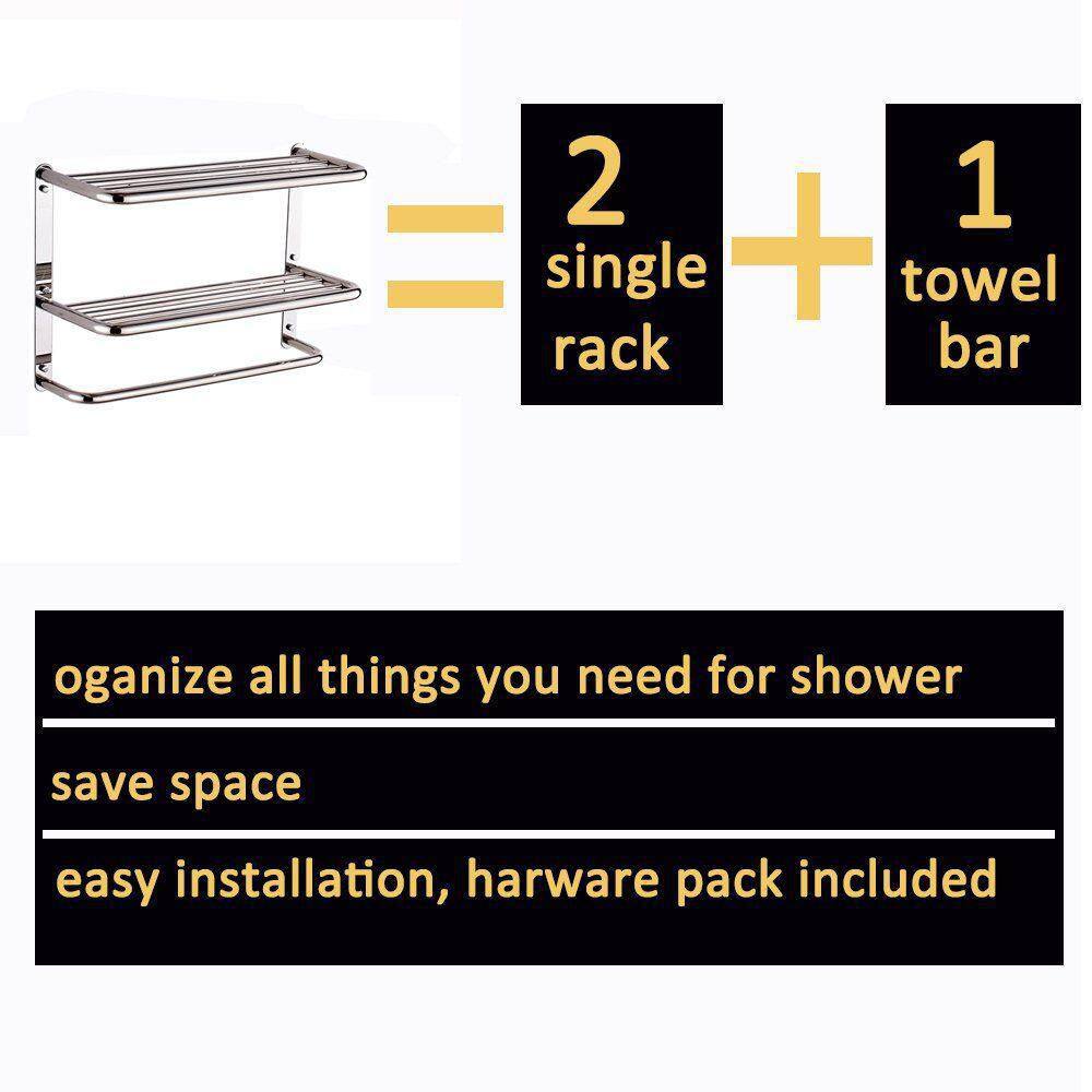 24-Inch Polished Stainless Steel Wall-Mounted Double Towel Rack