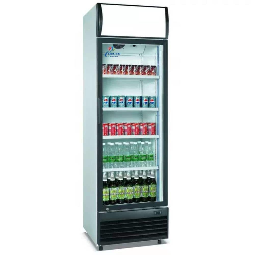 Cooler Depot 15.5 cu. ft. Commercial Merchandise Upright One Glass Door Refrigerator Beverage Cooler in White