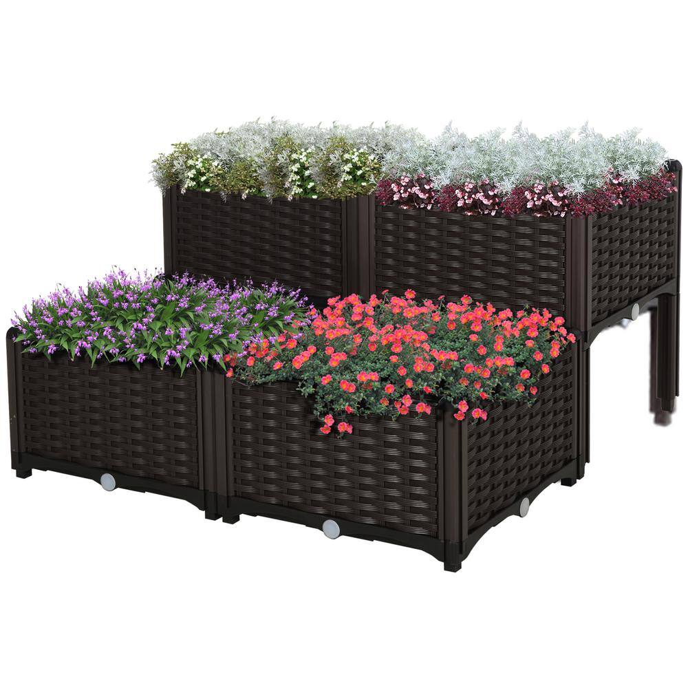 Brown Polypropylene Modular Self-Watering Raised Garden Bed