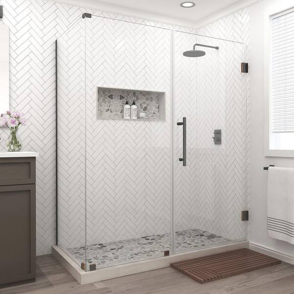 Aston Bromley 67.25 in. to 68.25 in. x 30.375 in. x 72 in. Frameless Corner Hinged Shower Enclosure in Oil Rubbed Bronze